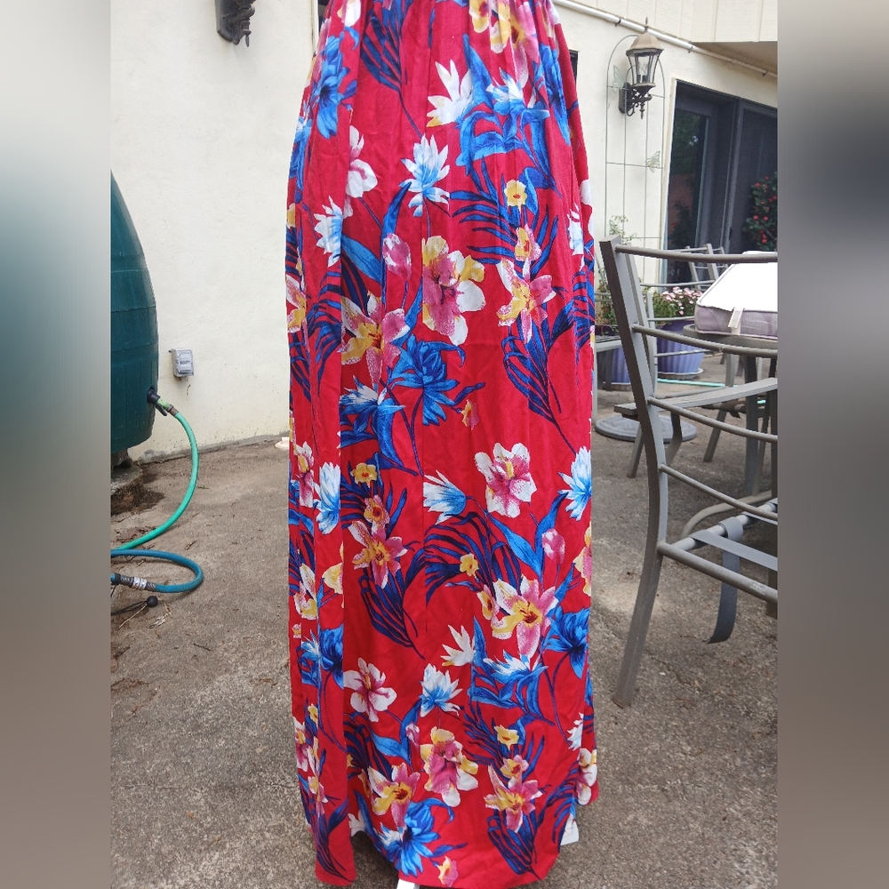 Japna Red and Blue Floral Halter Sundress Maxi Dress Small - Picture 8 of 8